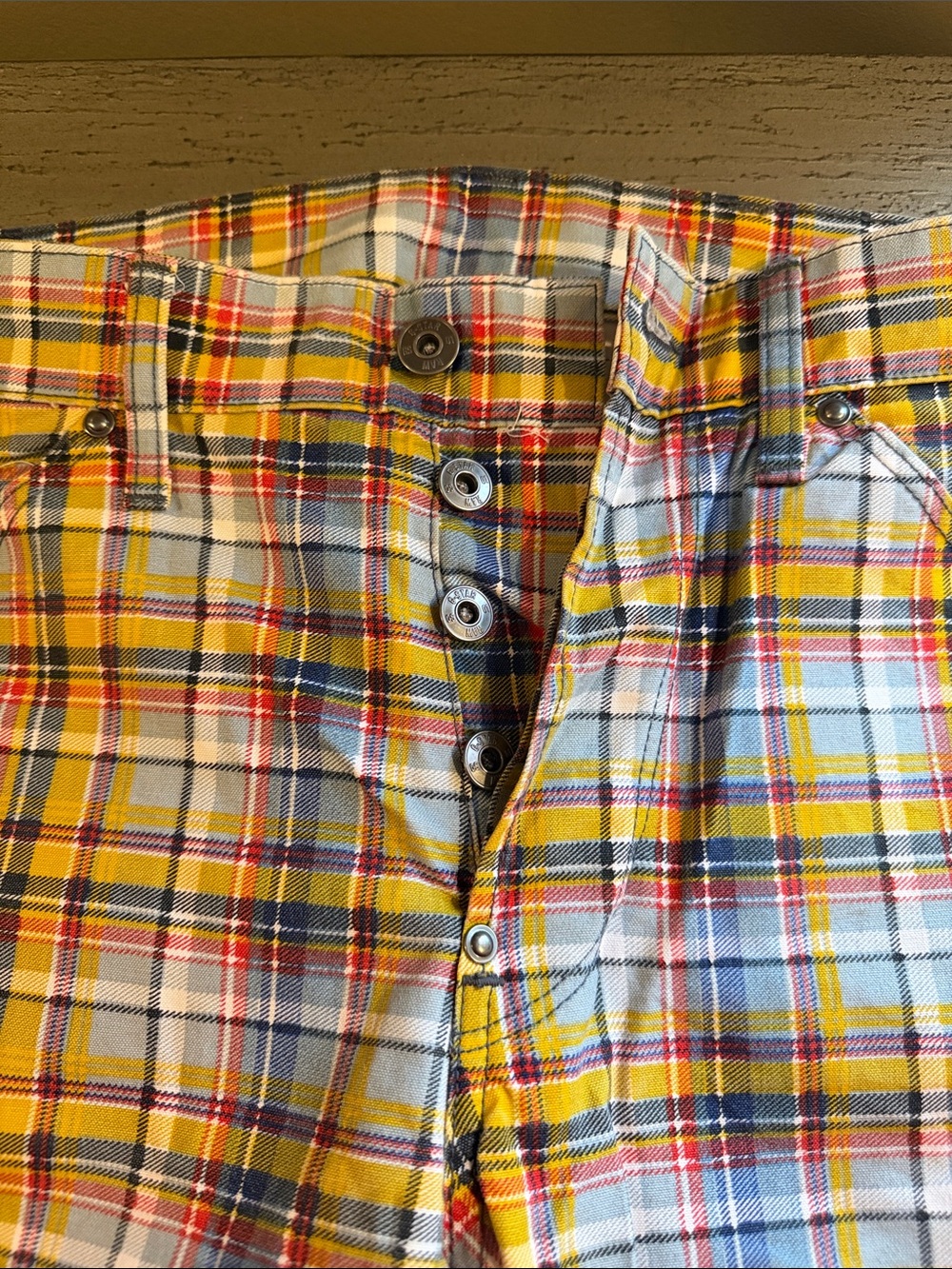 RAW Yellow Plaid Shorts 3d tapered - Picture 4 of 9